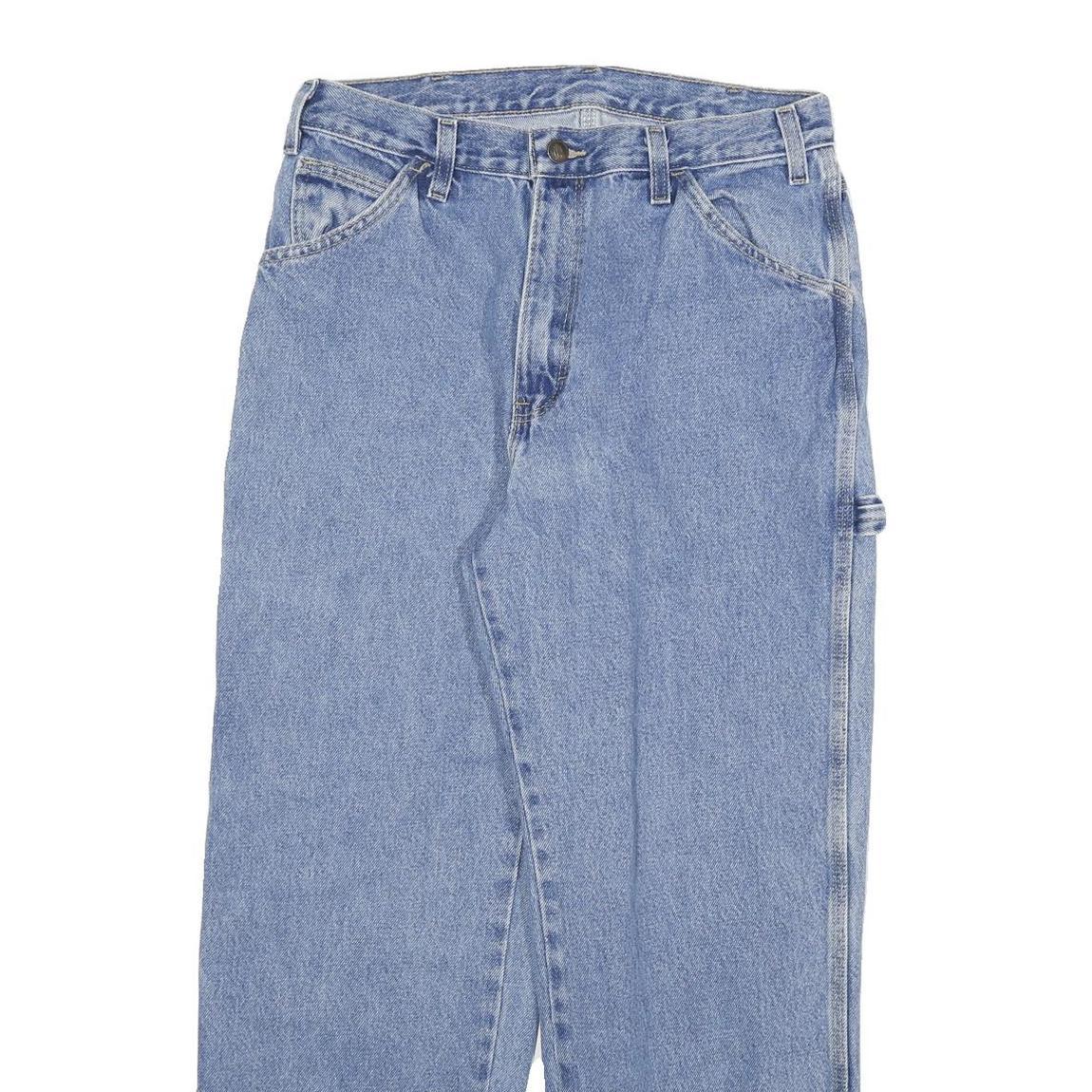 DICKIES Mens Jeans Blue Relaxed Loose Denim Rinse W29 L26 Workwear Zip Pocket