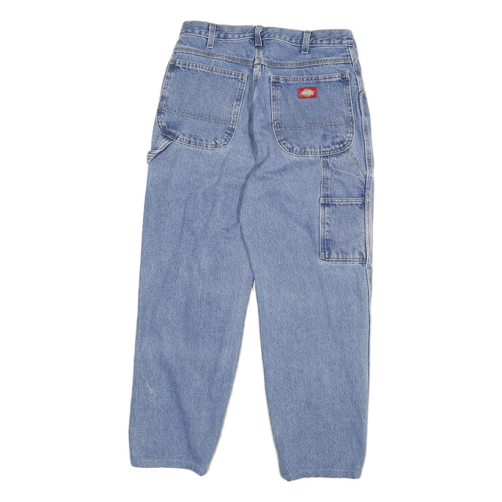 DICKIES Mens Jeans Blue Relaxed Loose Denim Rinse W29 L26 Workwear Zip Pocket