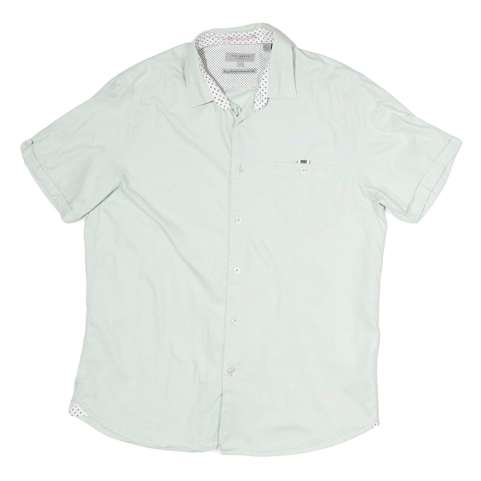 TED BAKER Mens White Cotton Short Sleeve Shirt S Polka Dot Detail Casual