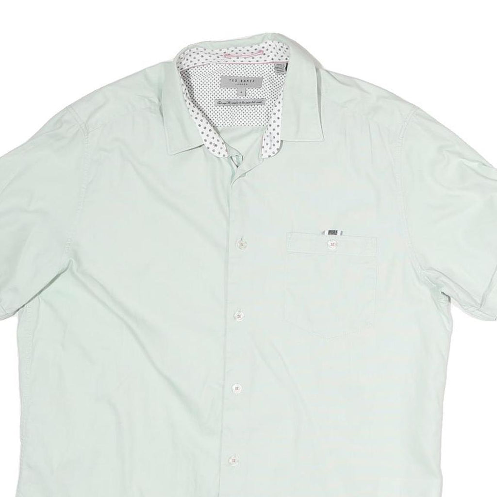 TED BAKER Mens White Cotton Short Sleeve Shirt S Polka Dot Detail Casual