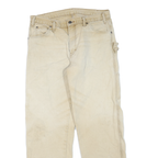 DICKIES Mens Regular Beige Denim W34 L32 Zip Workwear Casual Cotton Blend Jeans
