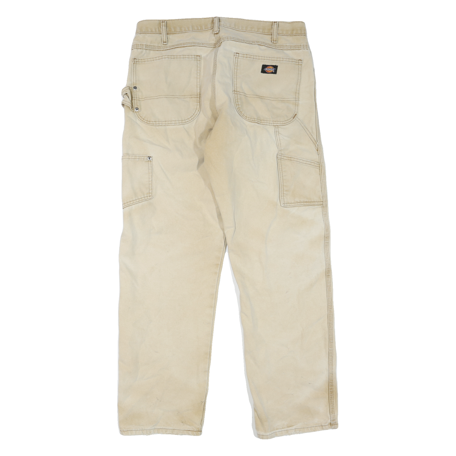 DICKIES Mens Regular Beige Denim W34 L32 Zip Workwear Casual Cotton Blend Jeans