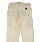 DICKIES Mens Regular Beige Denim W34 L32 Zip Workwear Casual Cotton Blend Jeans