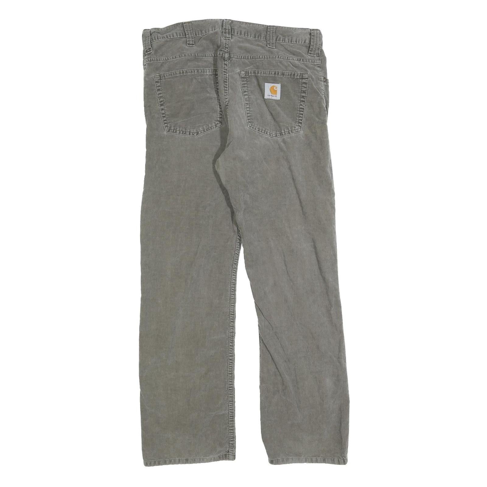CARHARTT Mens Cotton Blend Grey Regular Straight Trousers W34 L29 Durable