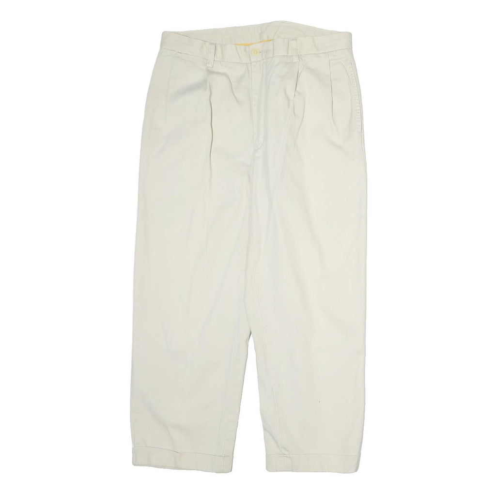 NAUTICA Mens Cotton White Regular Leg Trousers W34 L30 Casual Classic Zip