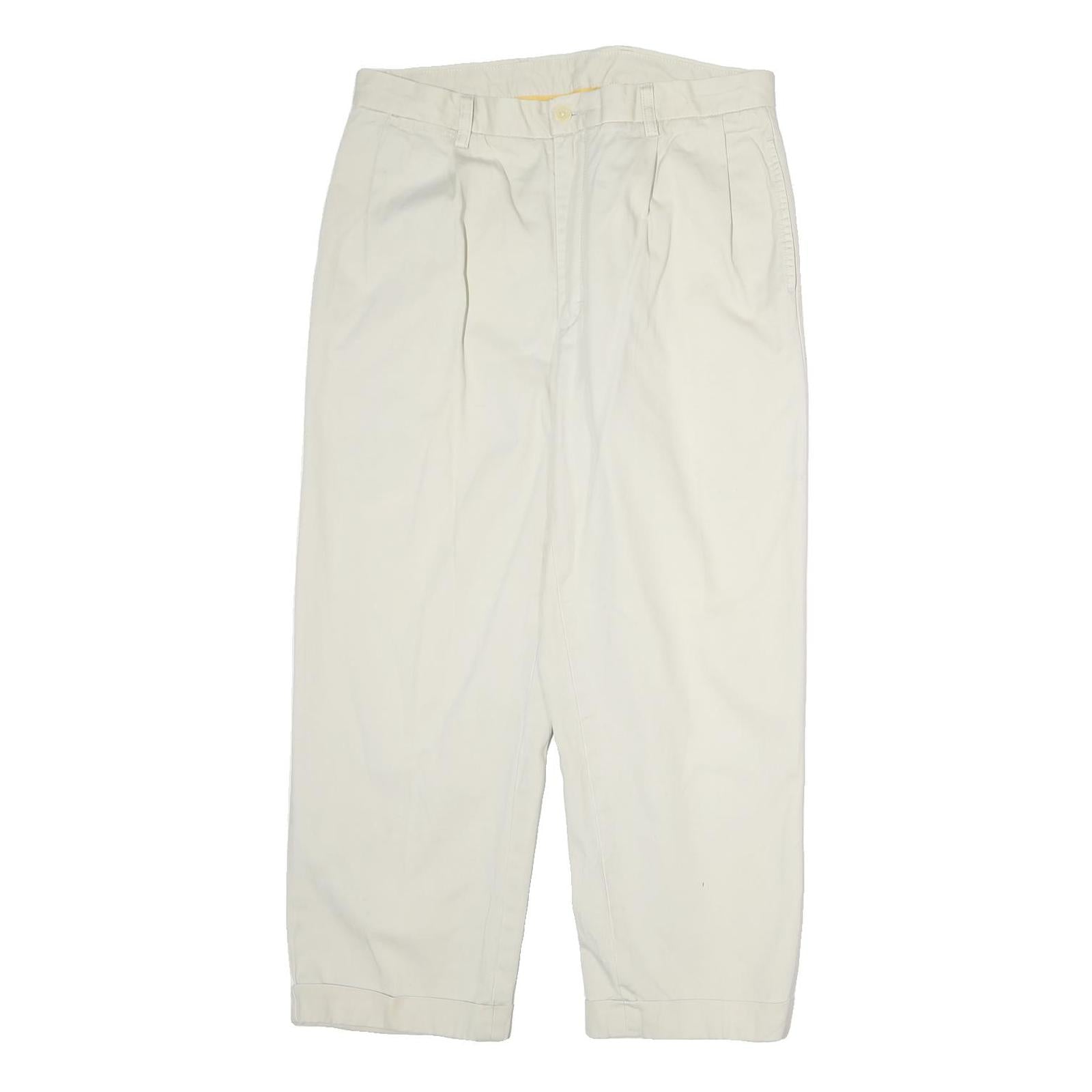 NAUTICA Mens Cotton White Regular Leg Trousers W34 L30 Casual Classic Zip