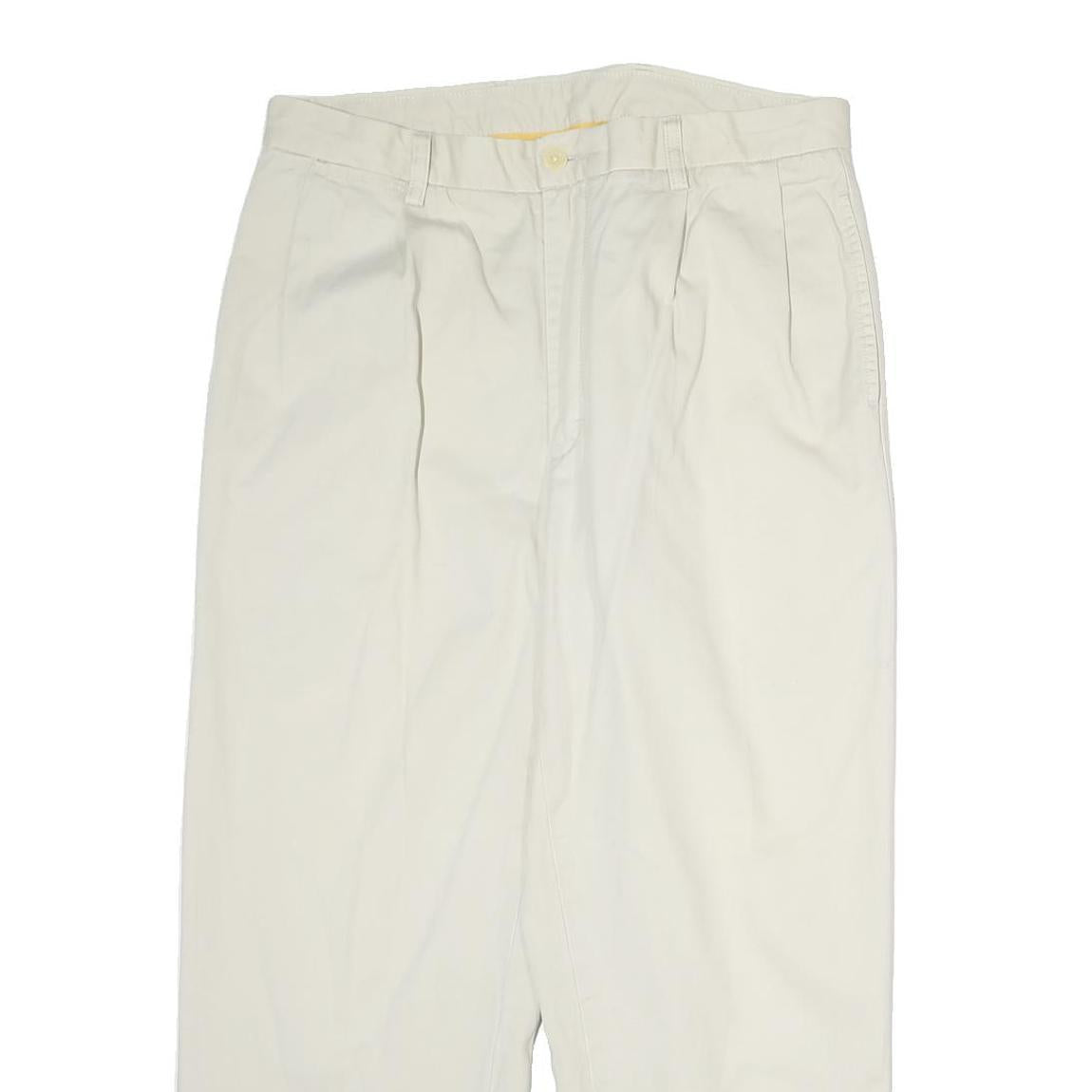 NAUTICA Mens Cotton White Regular Leg Trousers W34 L30 Casual Classic Zip