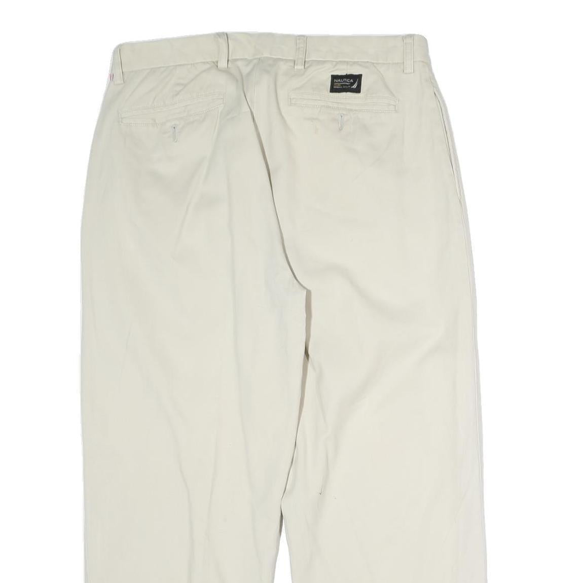 NAUTICA Mens Cotton White Regular Leg Trousers W34 L30 Casual Classic Zip