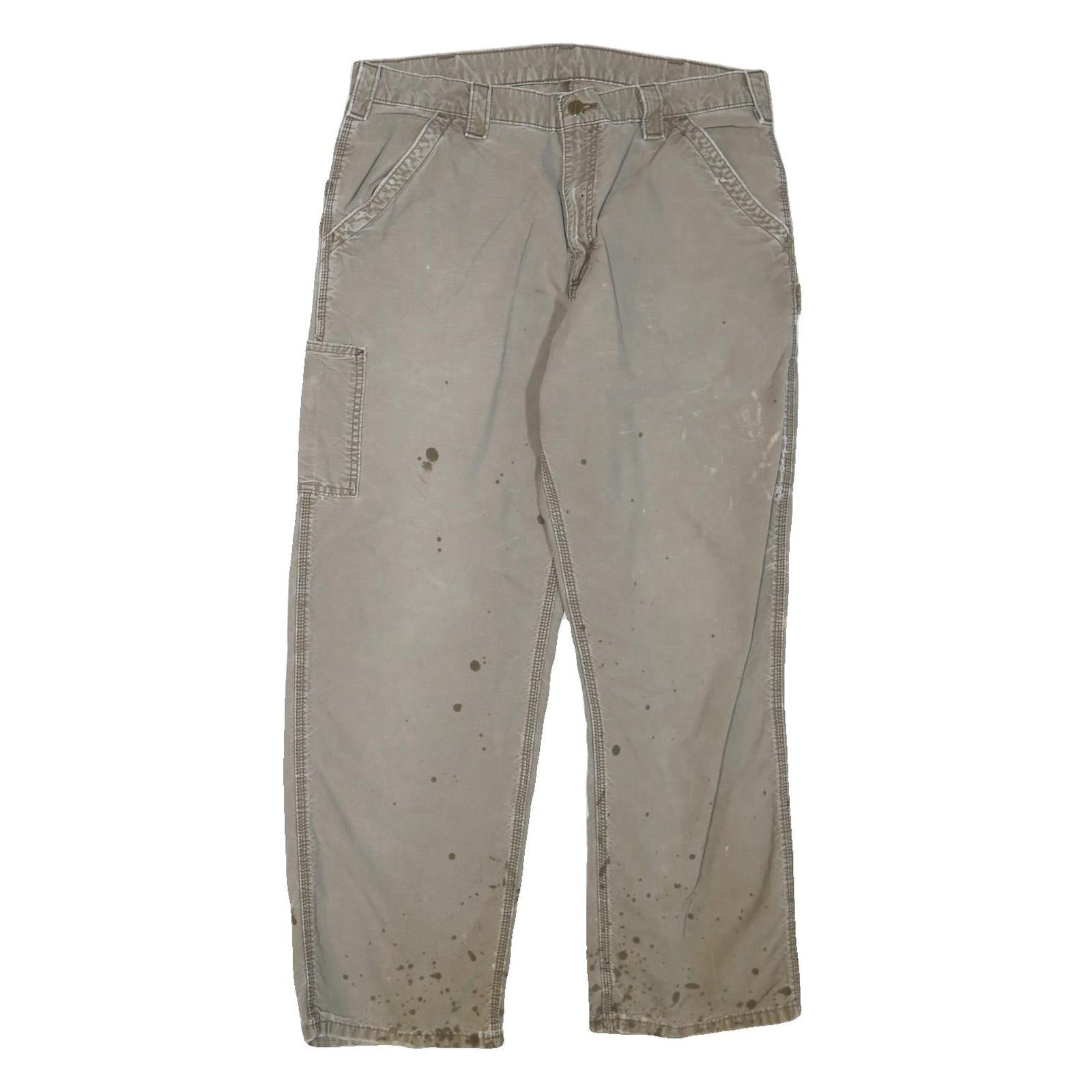 CARHARTT Womens Cotton Blend Beige Regular Fit Straight Leg Trousers W36 L30