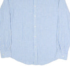 BEN SHERMAN Mens Blue & White Striped Shirt L Cotton Blend Long Sleeve Button