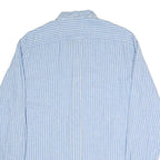 BEN SHERMAN Mens Blue & White Striped Shirt L Cotton Blend Long Sleeve Button