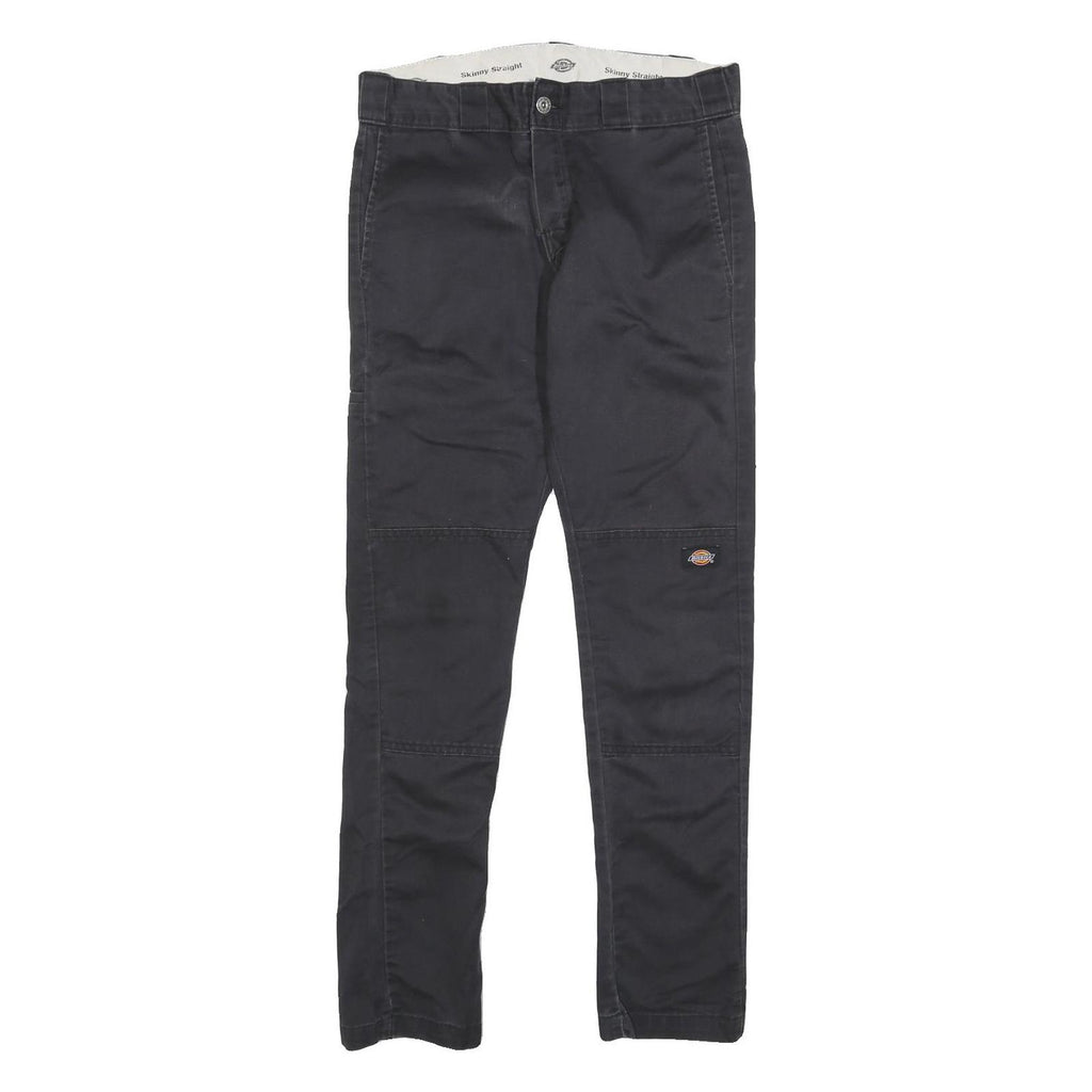 DICKIES Mens Cotton Blend Black Slim Skinny Straight Trousers W30 L32 Workwear