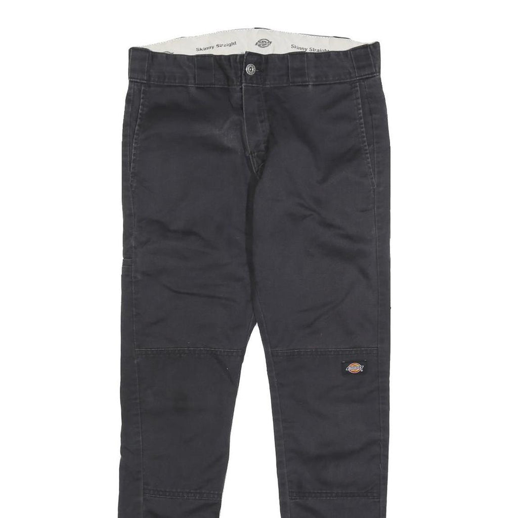 DICKIES Mens Cotton Blend Black Slim Skinny Straight Trousers W30 L32 Workwear
