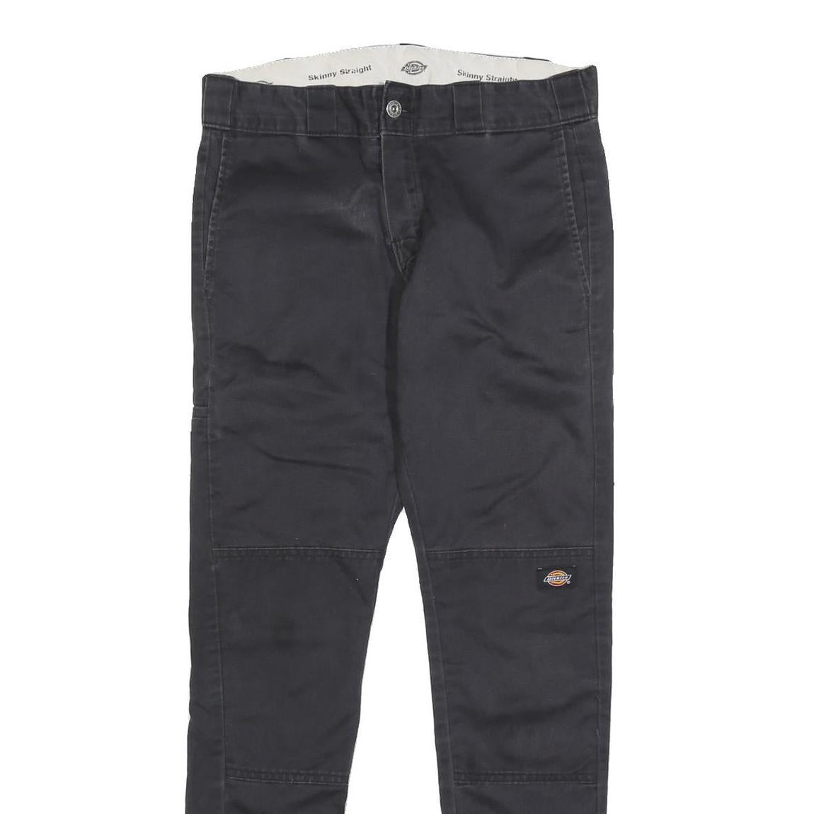 DICKIES Mens Cotton Blend Black Slim Skinny Straight Trousers W30 L32 Workwear