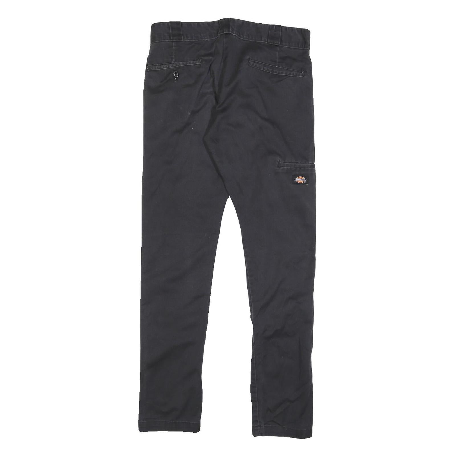 DICKIES Mens Cotton Blend Black Slim Skinny Straight Trousers W30 L32 Workwear