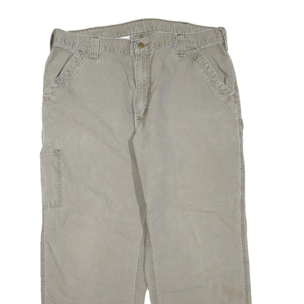 CARHARTT Mens Beige Regular Fit Straight Leg Cotton Blend Trousers W40 L28