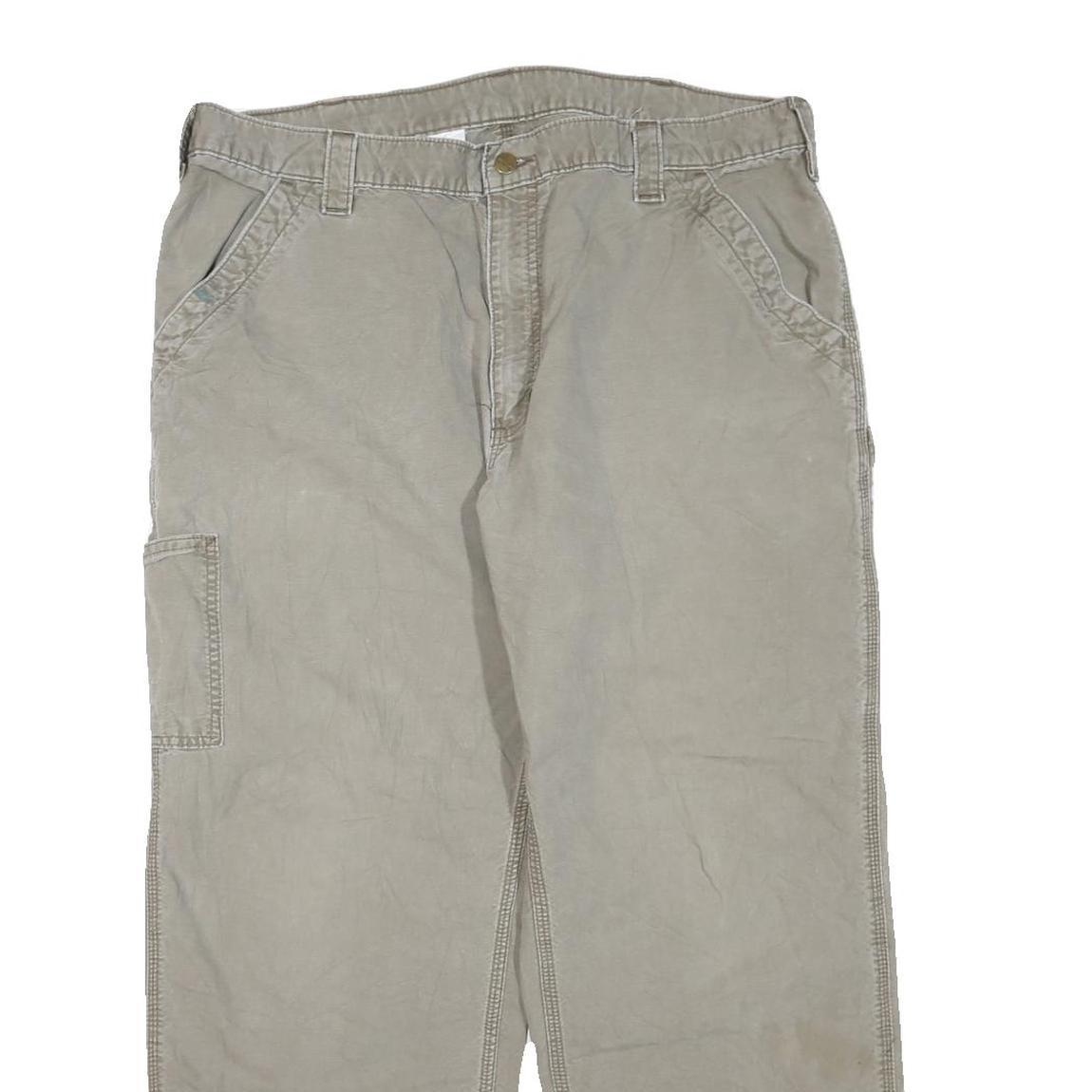CARHARTT Mens Beige Regular Fit Straight Leg Cotton Blend Trousers W40 L28