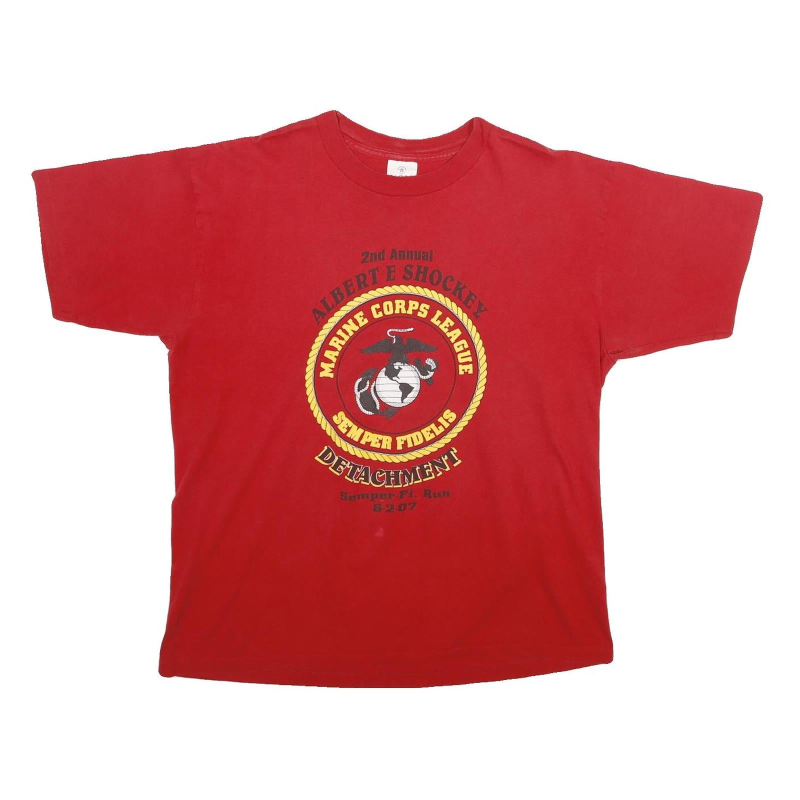 ALORE Mens Red Cotton Graphic T-Shirt L Short Sleeve Crew Neck Marine Corps