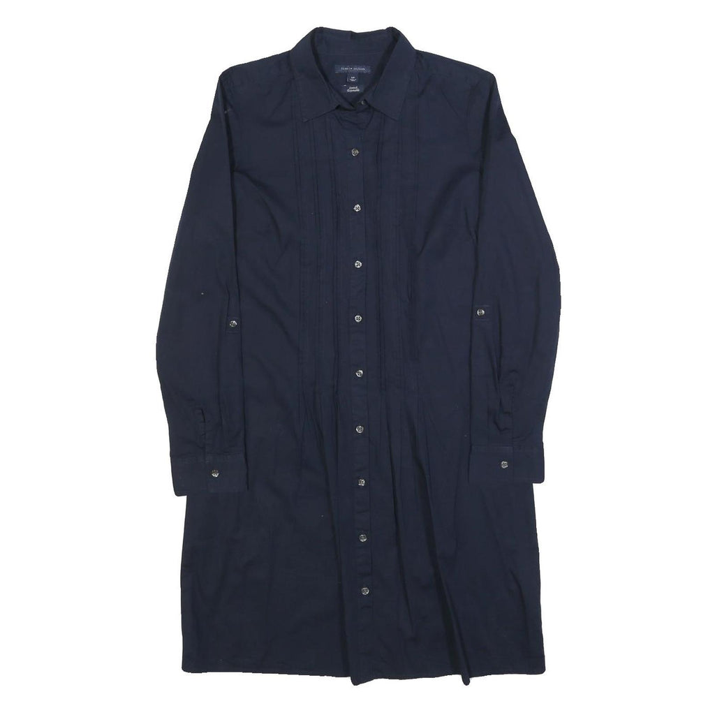 TOMMY HILFIGER Womens Navy Blue Shirt Dress Cotton Blend Long Sleeve S Button