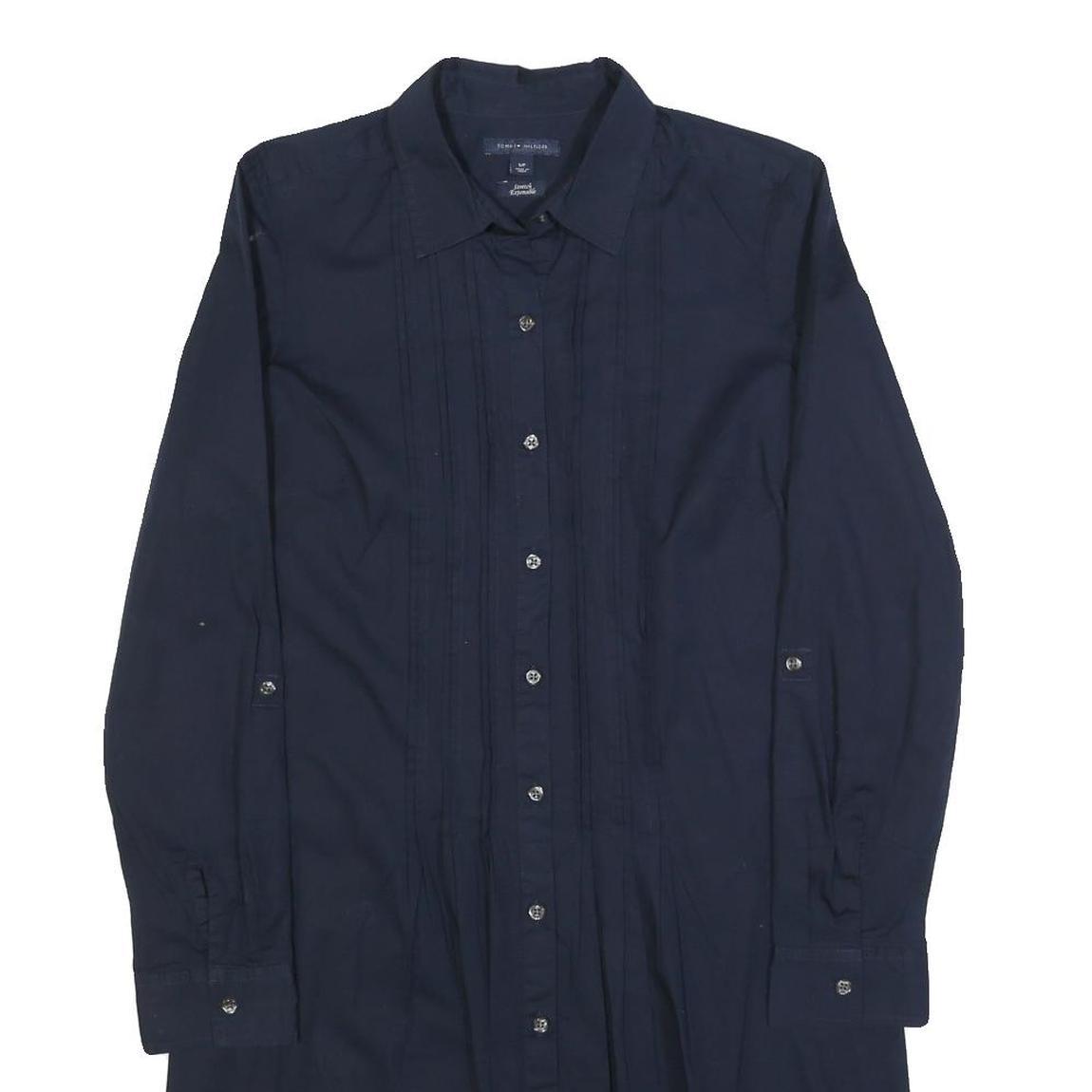TOMMY HILFIGER Womens Navy Blue Shirt Dress Cotton Blend Long Sleeve S Button