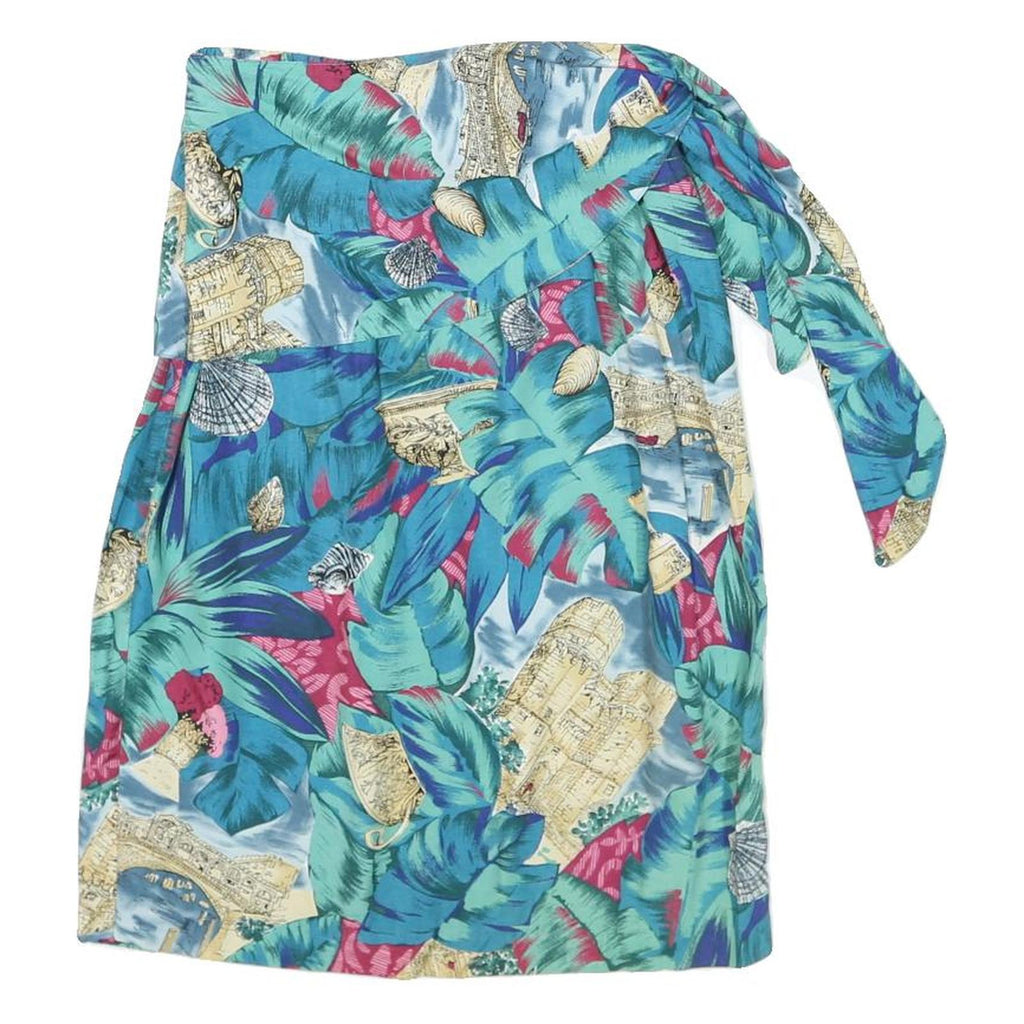 CAROL ANDERSON Womens Blue Floral Rayon Wrap Midi Skirt S Beach Vacation Casual