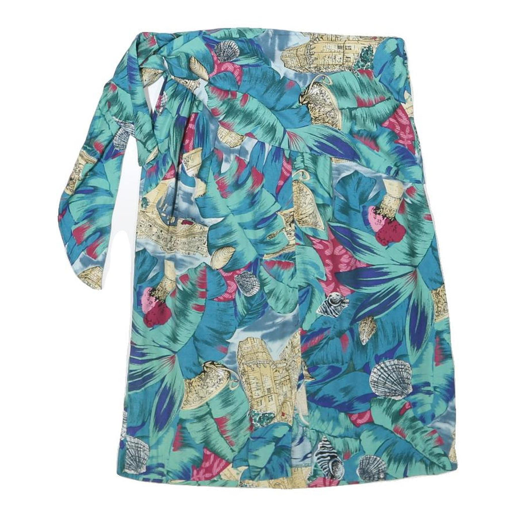 CAROL ANDERSON Womens Blue Floral Rayon Wrap Midi Skirt S Beach Vacation Casual