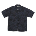 HOLLIS RIVER Mens Blue & Black Rayon Shirt L Floral Pattern Relaxed Fit Casual