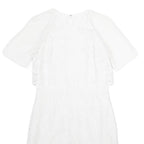 REISS Womens White Bodycon Dress Polyester Blend Short Sleeve Knee Length UK 8