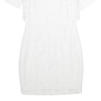 REISS Womens White Bodycon Dress Polyester Blend Short Sleeve Knee Length UK 8
