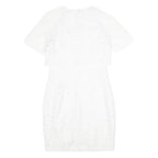 REISS Womens White Bodycon Dress Polyester Blend Short Sleeve Knee Length UK 8
