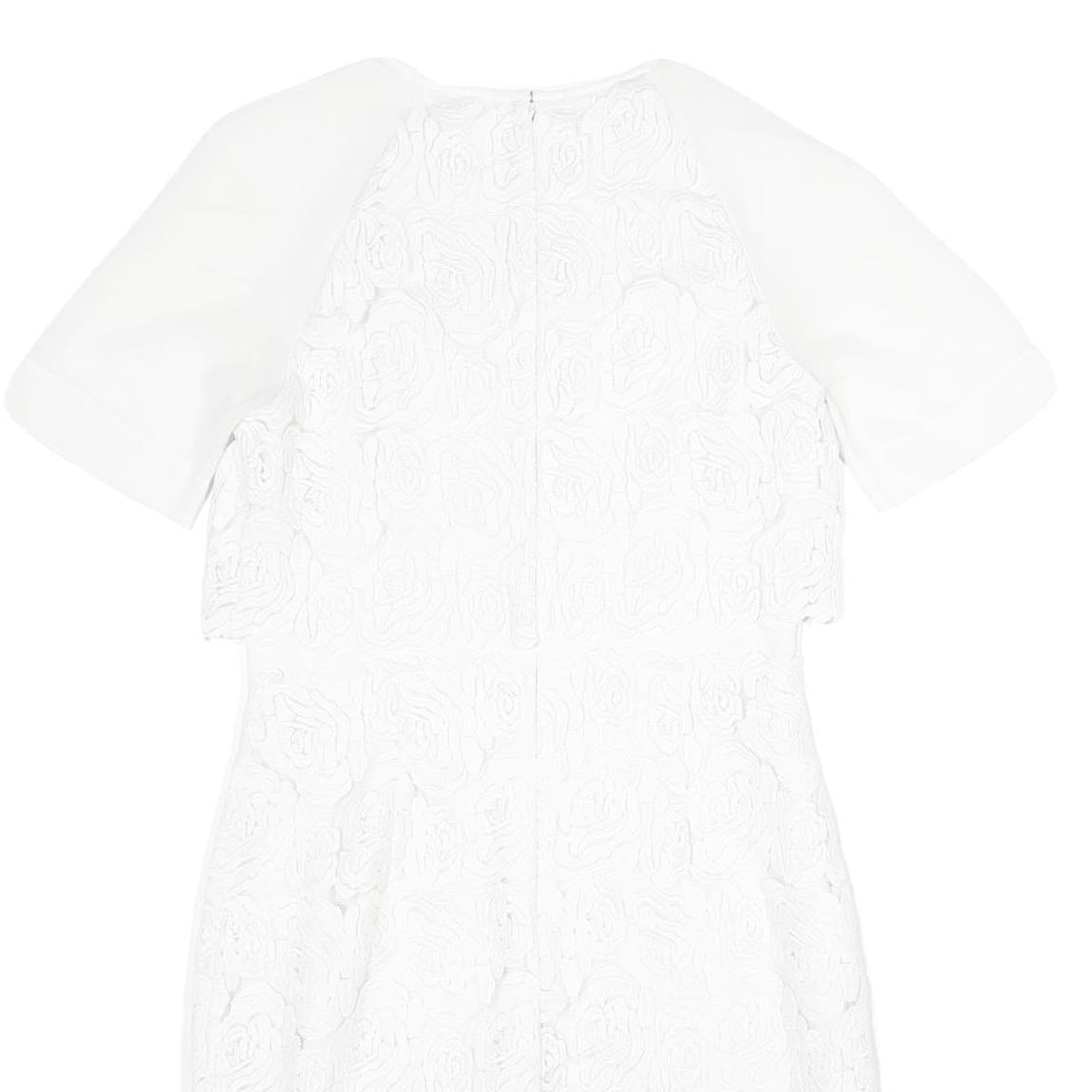 REISS Womens White Bodycon Dress Polyester Blend Short Sleeve Knee Length UK 8