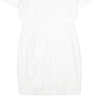 REISS Womens White Bodycon Dress Polyester Blend Short Sleeve Knee Length UK 8
