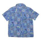 NOTATIONS Womens Blue Floral Print Short Sleeve Shirt M Polyester Casual