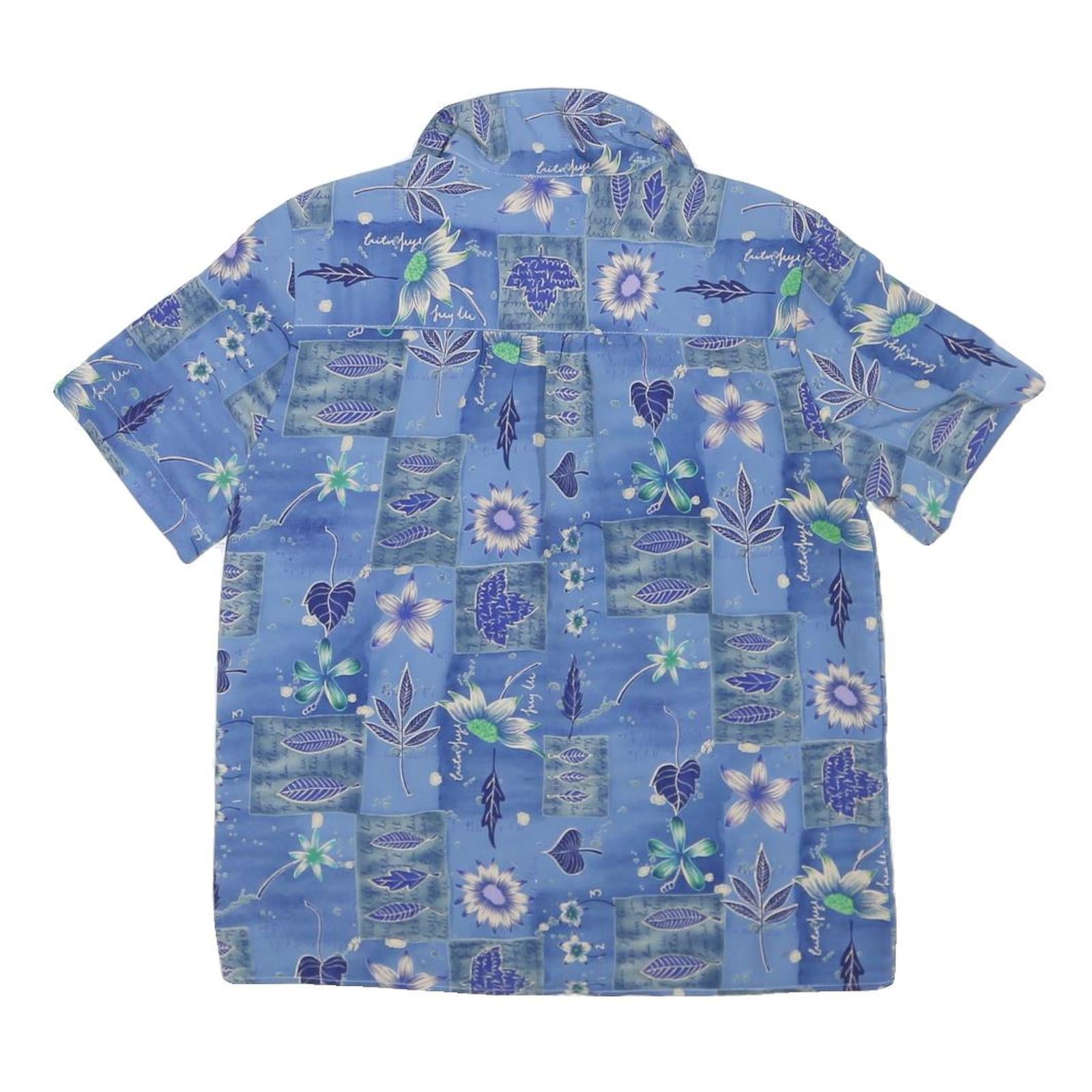 NOTATIONS Womens Blue Floral Print Short Sleeve Shirt M Polyester Casual