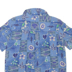 NOTATIONS Womens Blue Floral Print Short Sleeve Shirt M Polyester Casual
