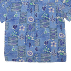 NOTATIONS Womens Blue Floral Print Short Sleeve Shirt M Polyester Casual