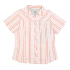 COLUMBIA Womens White & Orange Striped Nylon Shirt M Lightweight Comfortable