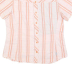 COLUMBIA Womens White & Orange Striped Nylon Shirt M Lightweight Comfortable