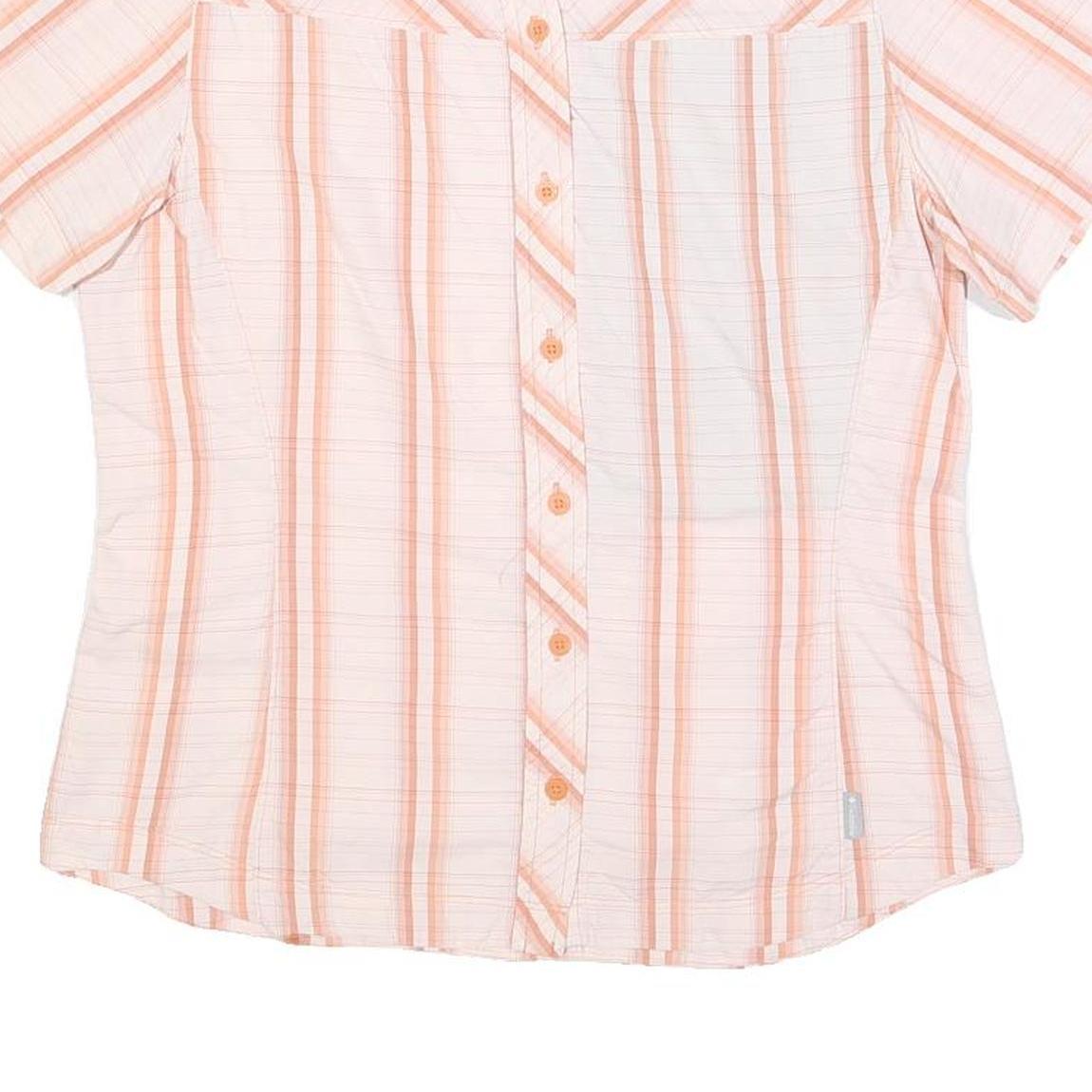 COLUMBIA Womens White & Orange Striped Nylon Shirt M Lightweight Comfortable