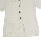 LUI LEI Womens Beige Cotton Blend Button Top Short Sleeve V-Neck XL Relaxed Fit