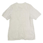 LUI LEI Womens Beige Cotton Blend Button Top Short Sleeve V-Neck XL Relaxed Fit