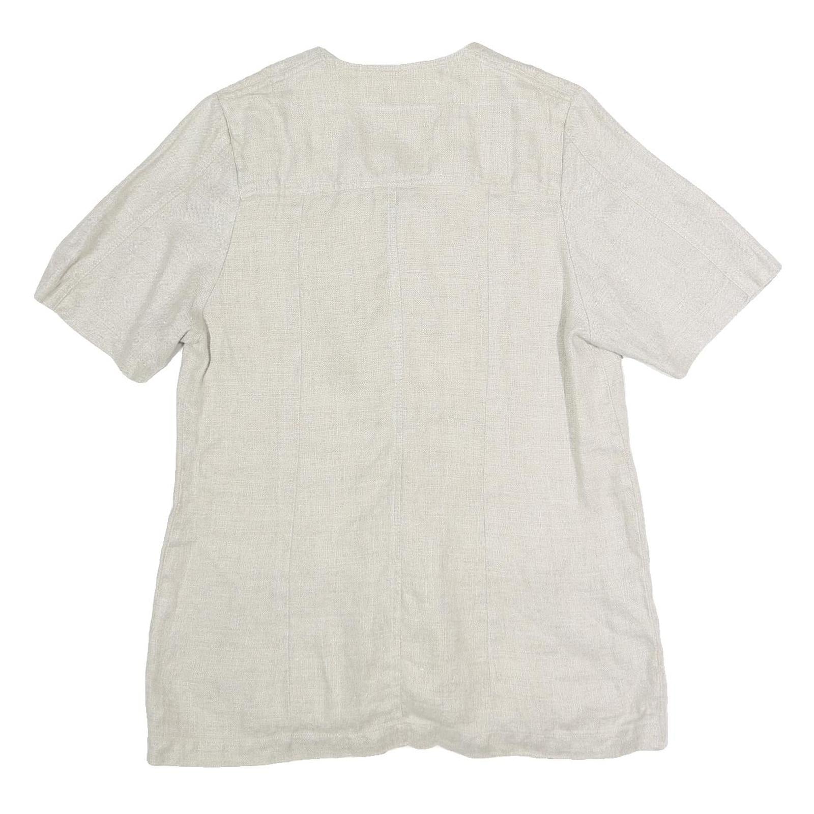 LUI LEI Womens Beige Cotton Blend Button Top Short Sleeve V-Neck XL Relaxed Fit