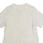 LUI LEI Womens Beige Cotton Blend Button Top Short Sleeve V-Neck XL Relaxed Fit