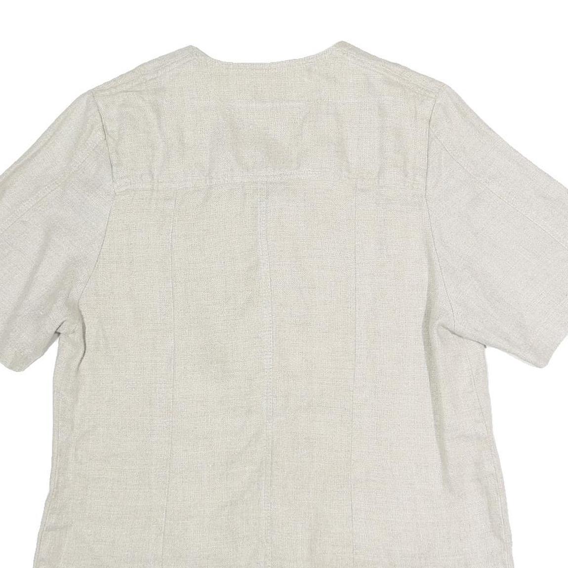 LUI LEI Womens Beige Cotton Blend Button Top Short Sleeve V-Neck XL Relaxed Fit