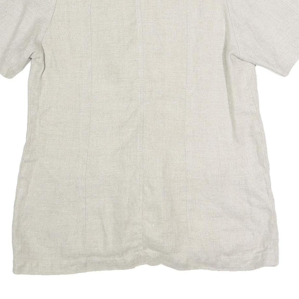 LUI LEI Womens Beige Cotton Blend Button Top Short Sleeve V-Neck XL Relaxed Fit