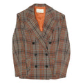 HANRO Womens Brown & Orange Checked Blazer Jacket S Polyester Blend Button