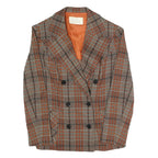 HANRO Womens Brown & Orange Checked Blazer Jacket S Polyester Blend Button