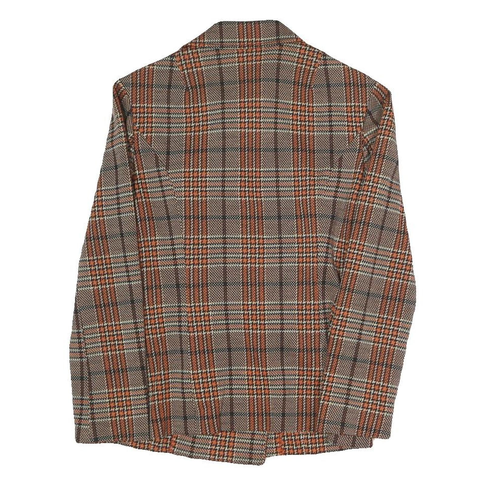 HANRO Womens Brown & Orange Checked Blazer Jacket S Polyester Blend Button