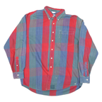 ALASKA Mens Red & Blue Check Shirt XL Button-Down Collar Long Sleeve Cotton