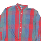 ALASKA Mens Red & Blue Check Shirt XL Button-Down Collar Long Sleeve Cotton